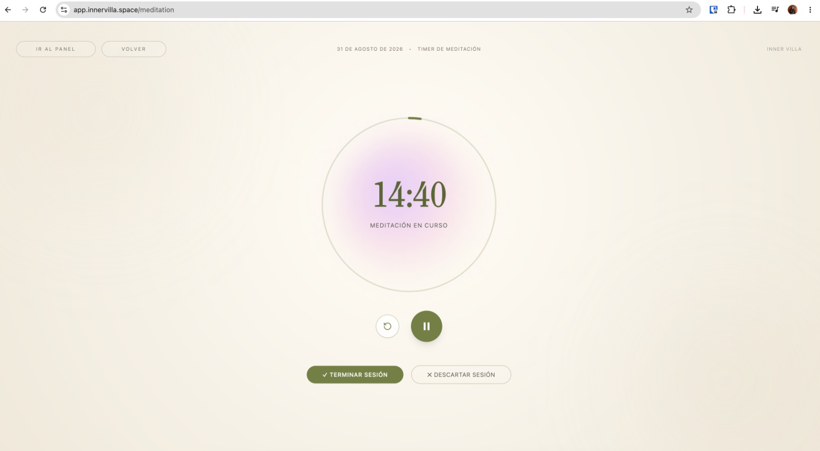 Meditaciones y Timers App View